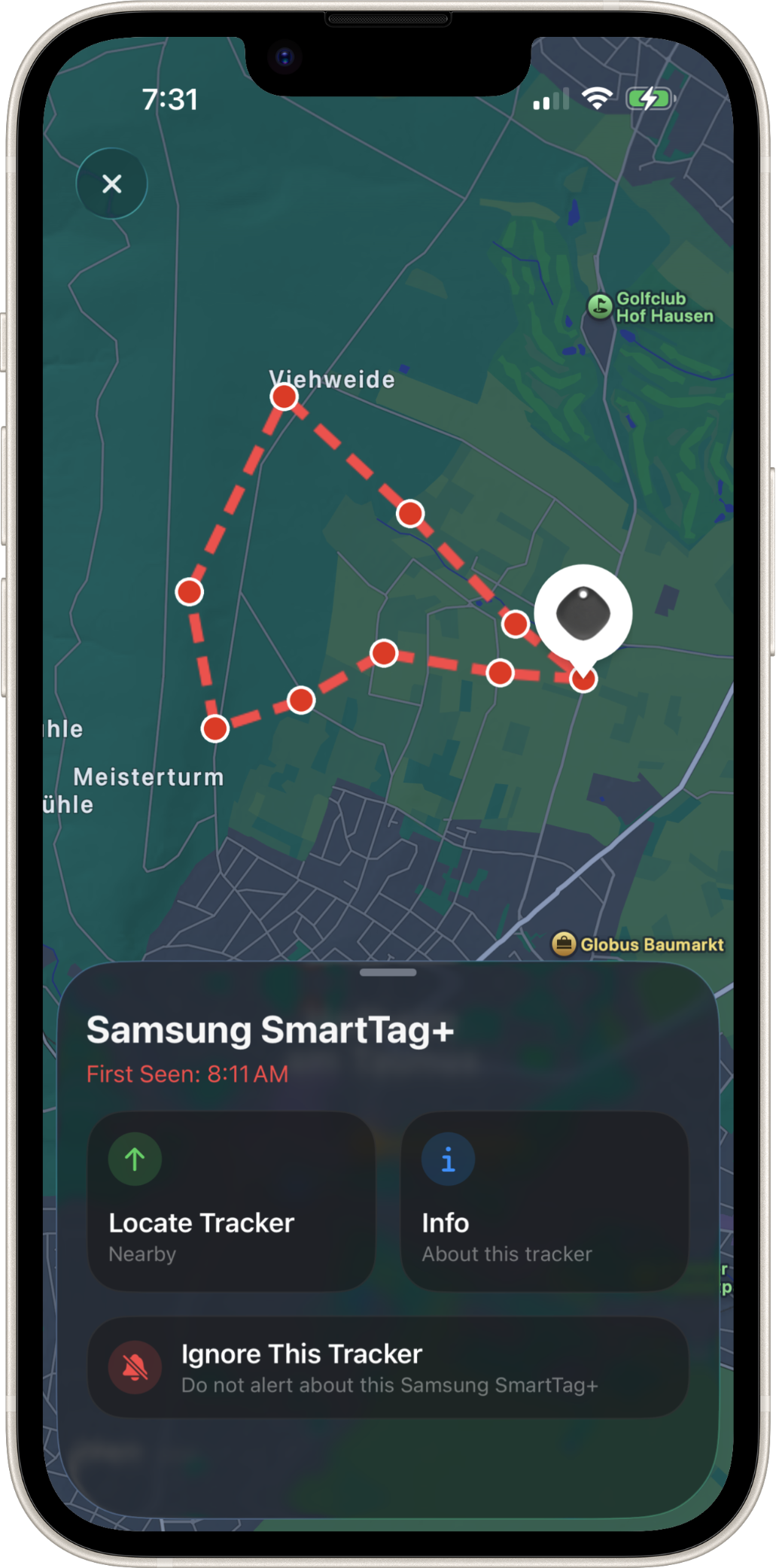 TrackerScan tracker detail map view
